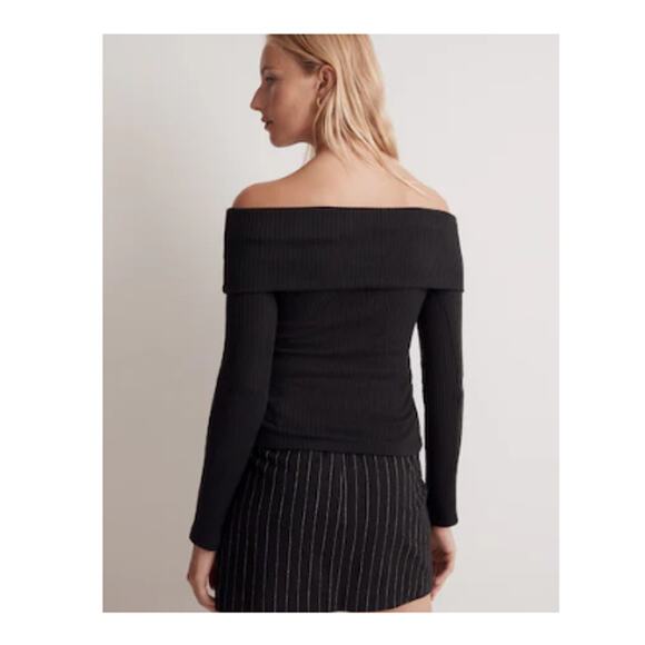 Madewell Black Off-Shoulder Long-Sleeve Top Size XS - Picture 3 of 12